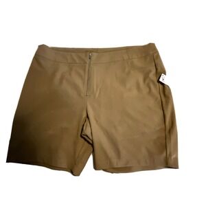 Danielle Bernstein 22W Plus Beige Casual Shorts Zip Front NWT